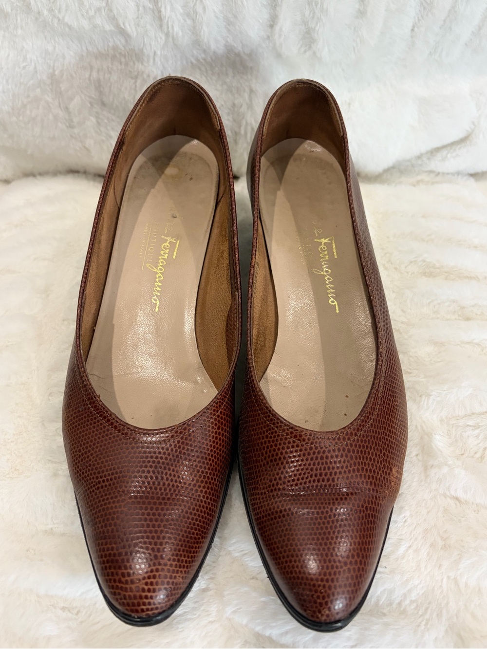 Salvatore Ferragamo Italian Leather Wedge Sz 9.5